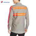 OEM Custom Long Sleeves 65% Polyester 35% Cotton Safety Uniform Mens Industrial Hi Vis Reflective Work Shirts